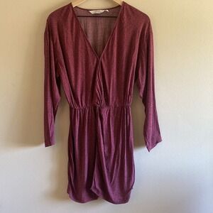 & Other Stories Maroon Spotted Faux Wrap Dress Size 8